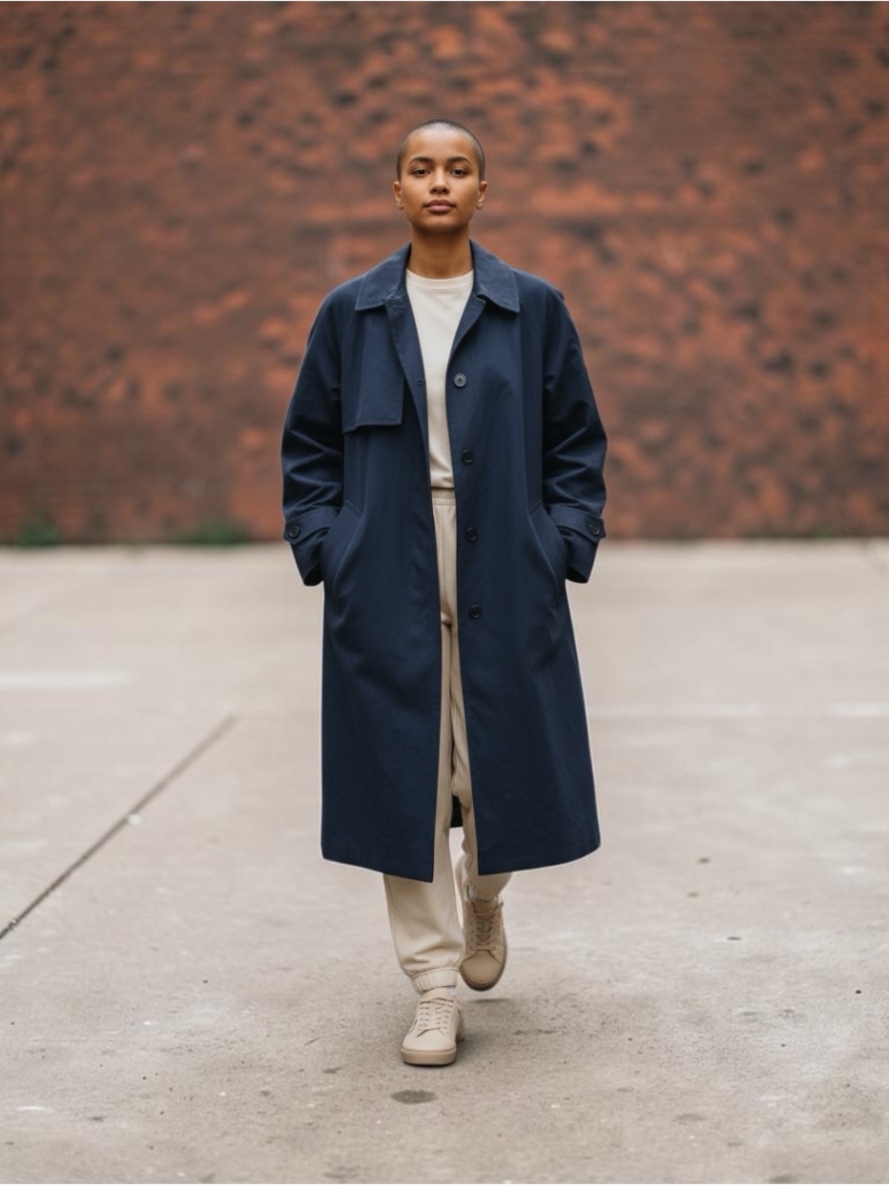 Women's Navy Single-Breasted Trench Coat by Misty Harbor Mariner III